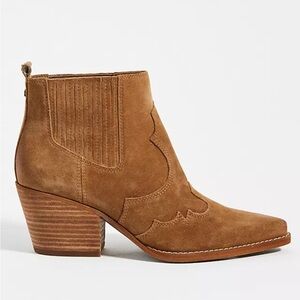 Sam Edelman Winona Womens 7 Brown Suede Western Stitch Heeled Chelsea Boot